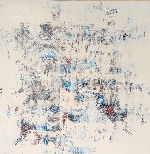 Momentum 7' abstract acrylic painting by artist Anitha H C, 48x48 inch, on canvas