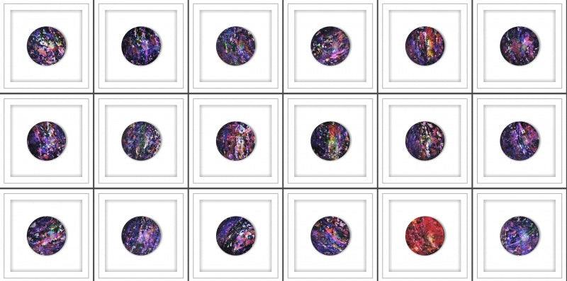 Abstract mixed media titled 'Mona', 27x54 inches, by artist Amit Dodiya on Glass