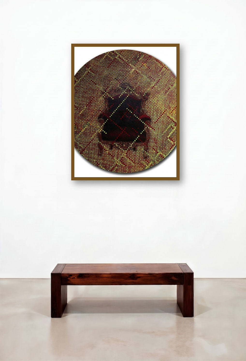 Monarchy (Golden Throne) by artist T Raju Gopalarao displayed in a Japandi Study