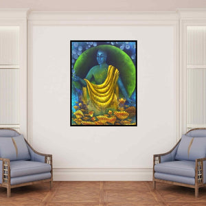 In-situ view of Vijaya Ved's 'Monk I' painting in a room