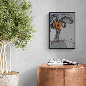 In-situ view of Anirban Dhar's 'Monologue Polyphonic 10 (The Watcher)' painting in a room