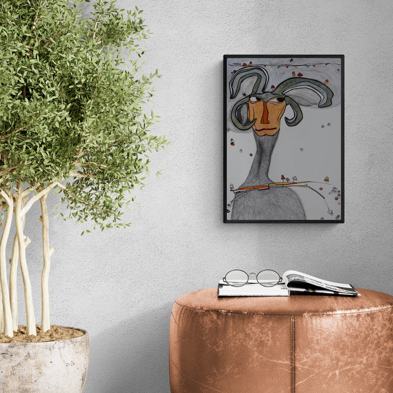 In-situ view of Anirban Dhar's 'Monologue Polyphonic 10 (The Watcher)' painting in a room