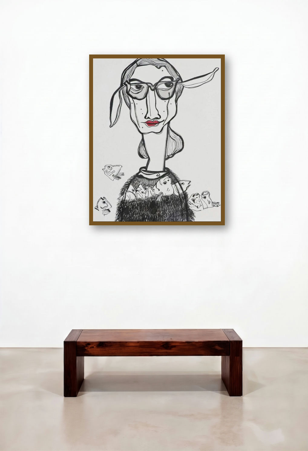 Monologue Polyphonic 12 (The Fishy Fashionista) by artist Anirban Dhar displayed in a Art Deco Foyer