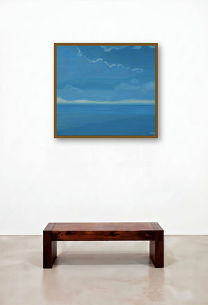 Moonlight (Lunar Glow) by artist SIMON MASON displayed in a Mid-Century Modern Bedroom