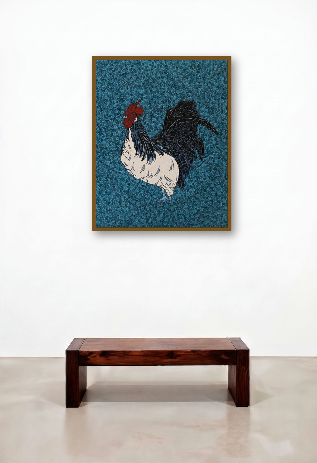 Morning 3 (A Regal Rooster) by artist Rama Krishna V displayed in a Transitional Dining Room
