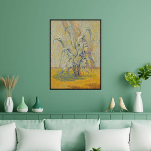 Preview of 'Morning' Painting by Gopal Gangawane shown on a wall in a furnished room.
