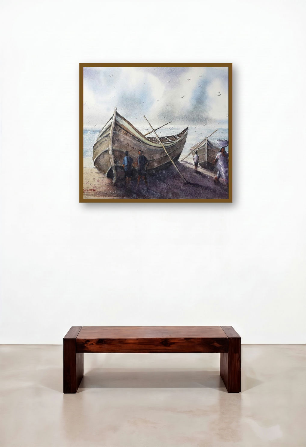 Morning Catch (Fisherman's Haul) by artist Mrutyunjaya Dash displayed in a Industrial Family Room
