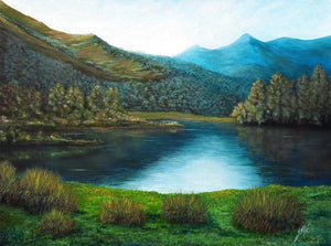 Nature acrylic painting titled 'Morning Dues', 36x48 inches, by artist Seby Augustine on Canvas