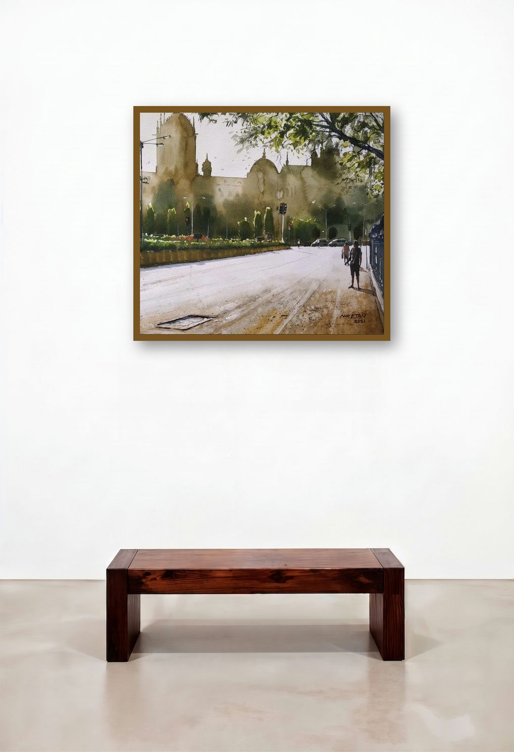 Morning Glory At Cst (A Stroll Through Time) by artist Niketan Bhalerao displayed in a Art Deco Bedroom