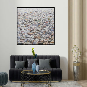 Madan Pawar's 'Morning Light' painting visualized above a sofa in a contemporary room.