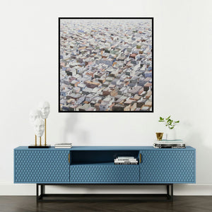 'Morning Light' painting by Madan Pawar shown on a wall in a furnished room.