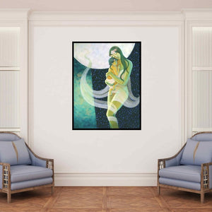 In-situ view of Pallavi Deodhar's 'Mother And Child' painting in a room