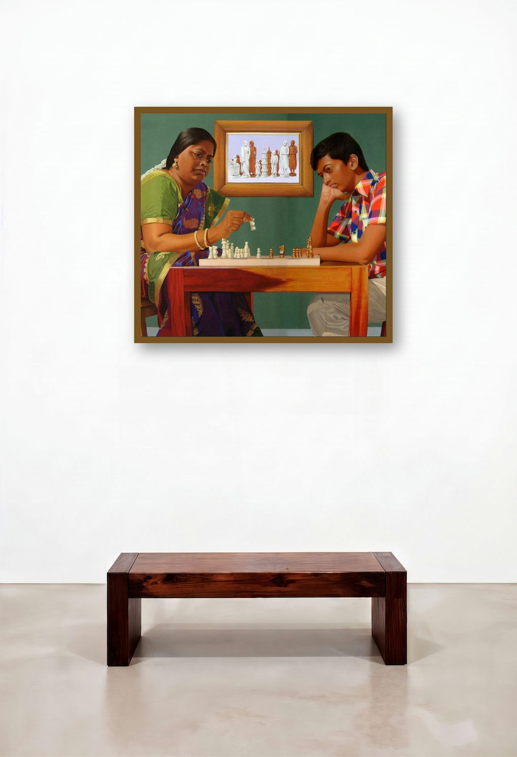 Mother And Child Chess by artist Sakthivel Ramalingam displayed in a Urban Loft Foyer