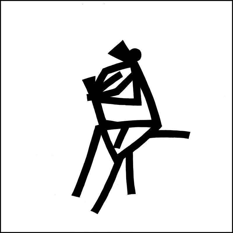 Figurative ink drawing titled 'Mother N Child', 12x12 inches, by artist Ashok Hinge on board