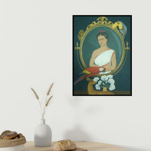 Subir Dey's 'Mother Nature' painting visualized above a sofa in a contemporary room.