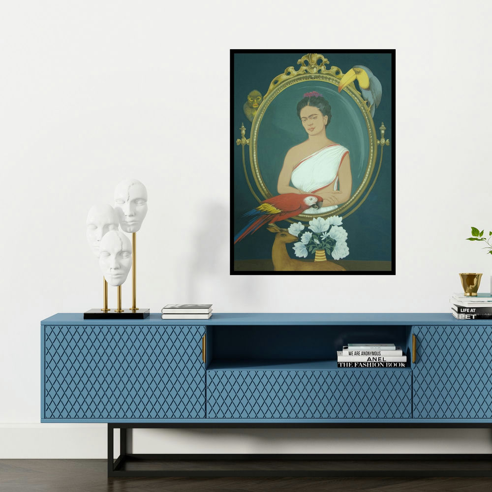 'Mother Nature' painting by Subir Dey shown on a wall in a furnished room.