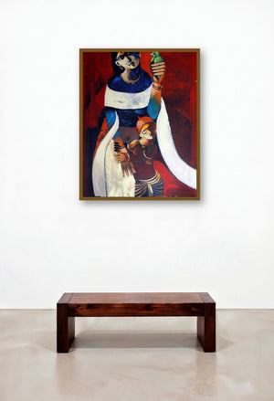 Motherly Love (Maternal Affection) by artist Raosaheb Gurav displayed in a Elegant Executive Office