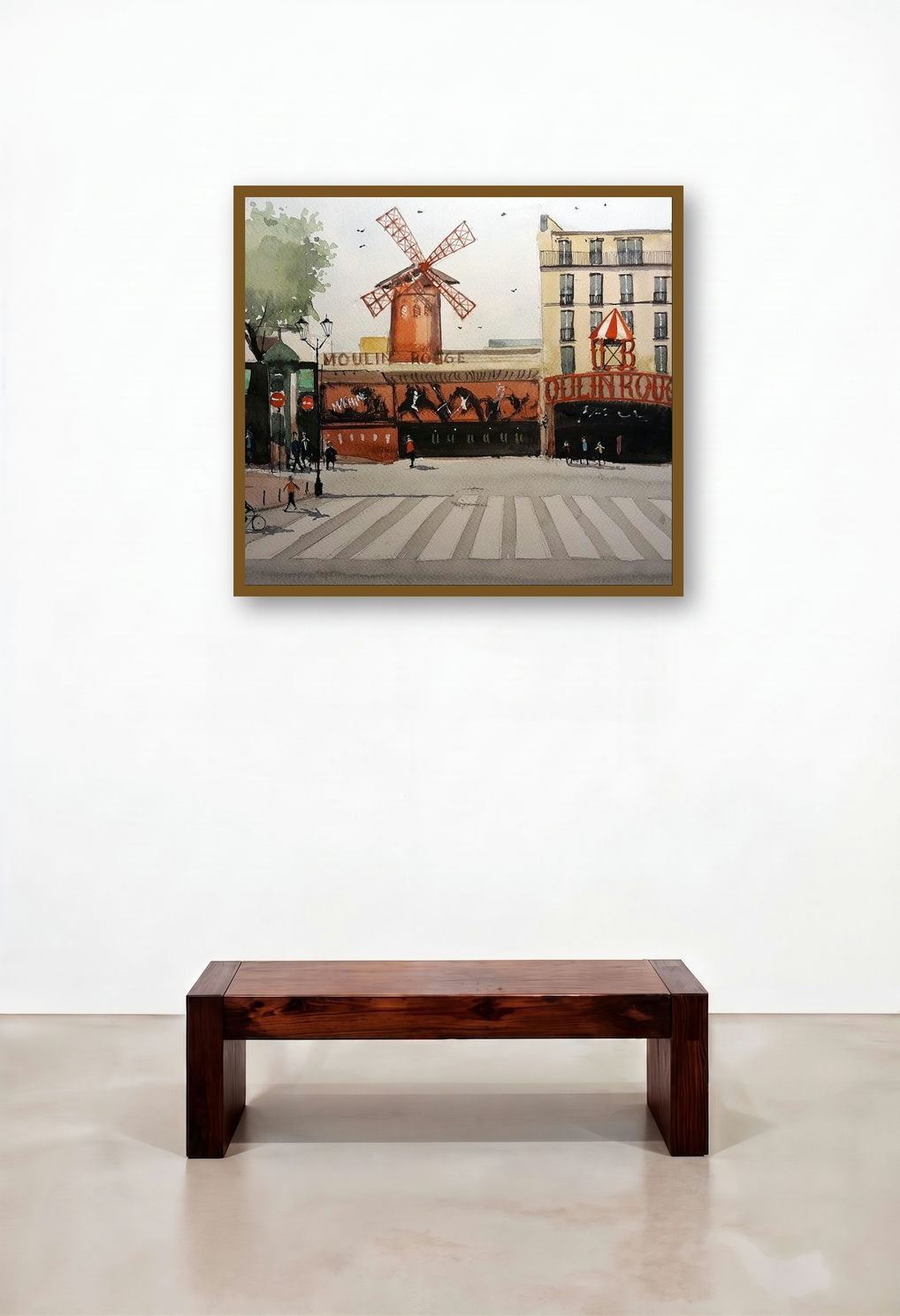 Moulin Rouge France (Parisian Nights) by artist Arunava Ray displayed in a Contemporary Study