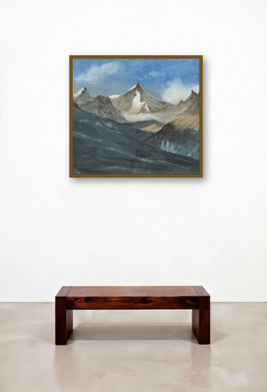 Mountain (Majestic Peaks) by artist Rina Roy displayed in a Coastal Penthouse