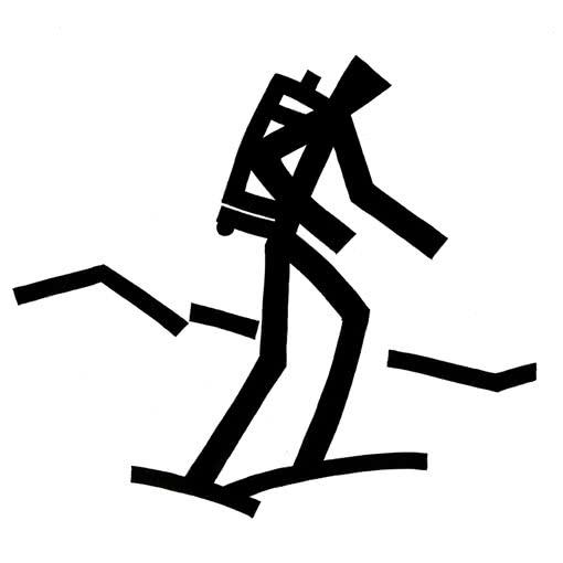 Lifestyle ink drawing titled 'Mountaineering', 12x12 inches, by artist Ashok Hinge on Board