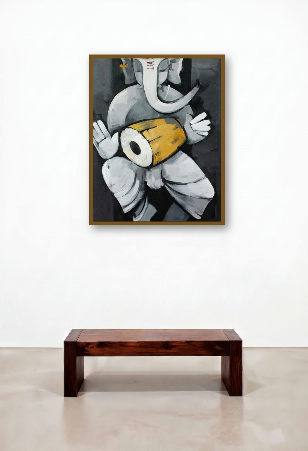 Mrudunganesh (Ganesha's Rhythmic Dance) by artist Deepa Vedpathak displayed in a Scandinavian Penthouse
