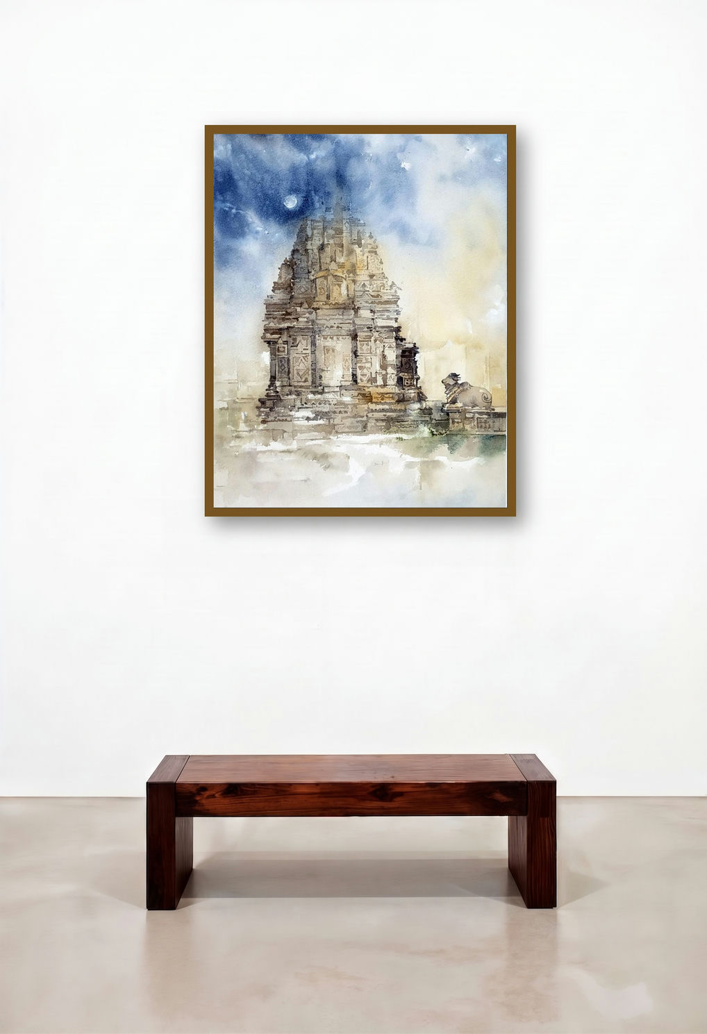 Mukteshwar Mahadev Temple Sinnar India (Divine Court) by artist Milind Bhanji displayed in a Minimalist Living Room