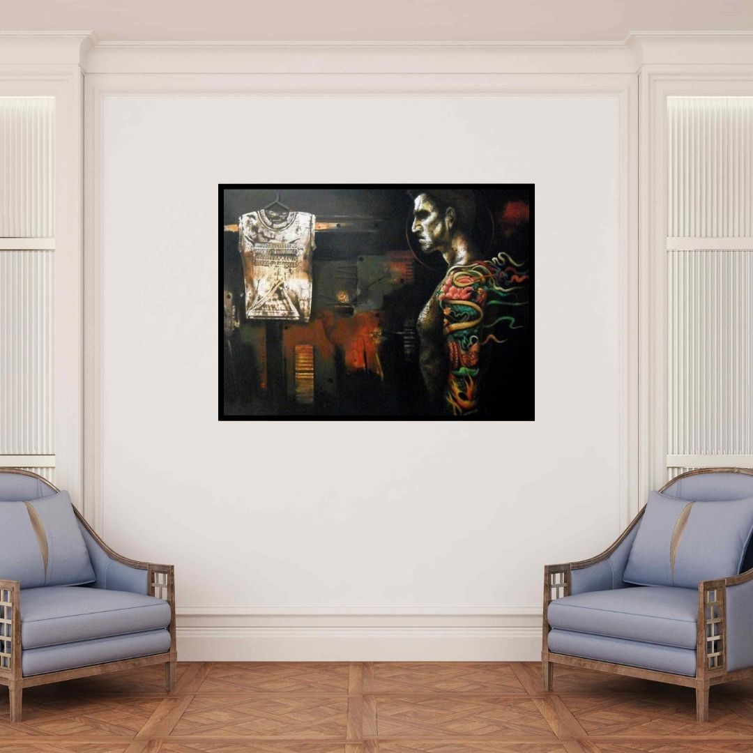 In-situ view of Palash Halder's 'Multi Expose' painting in a room