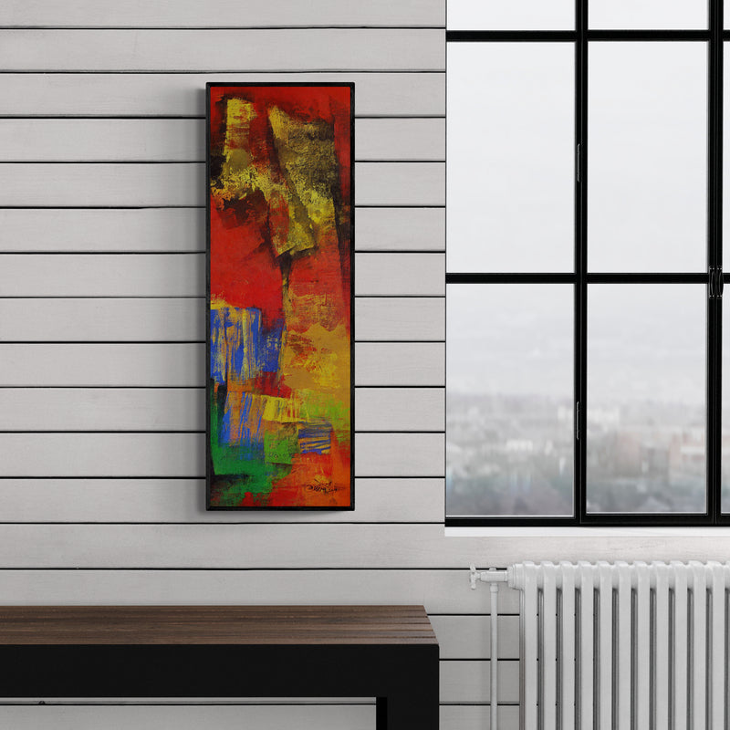 In-situ view of Siddhesh Rane's 'Multi Red Vertical Abstract' painting in a room