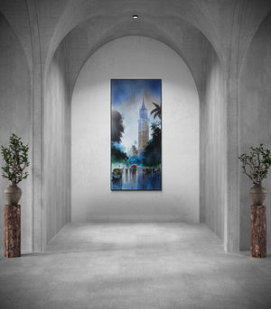 In-situ view of Bhuwan Silhare's 'Mumbai' painting in a room