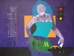 Mumbai 1 (Urban Muse) by Ranjit Singh, Original Acrylic Figurative Painting on Canvas, Medium Horizontal Wall Art