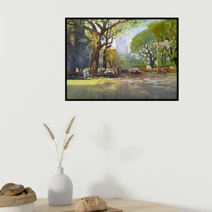 In-situ view of Nanasaheb Yeole's 'Mumbai' painting in a room