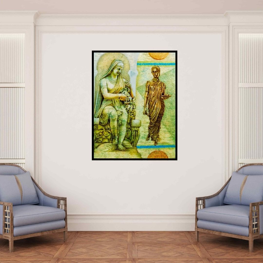 In-situ view of Ajay Meshram's 'Mumbai Hertiage' painting in a room