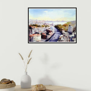 In-situ view of Amit Kapoor's 'Mumbai I (Urban Vista)' painting in a room