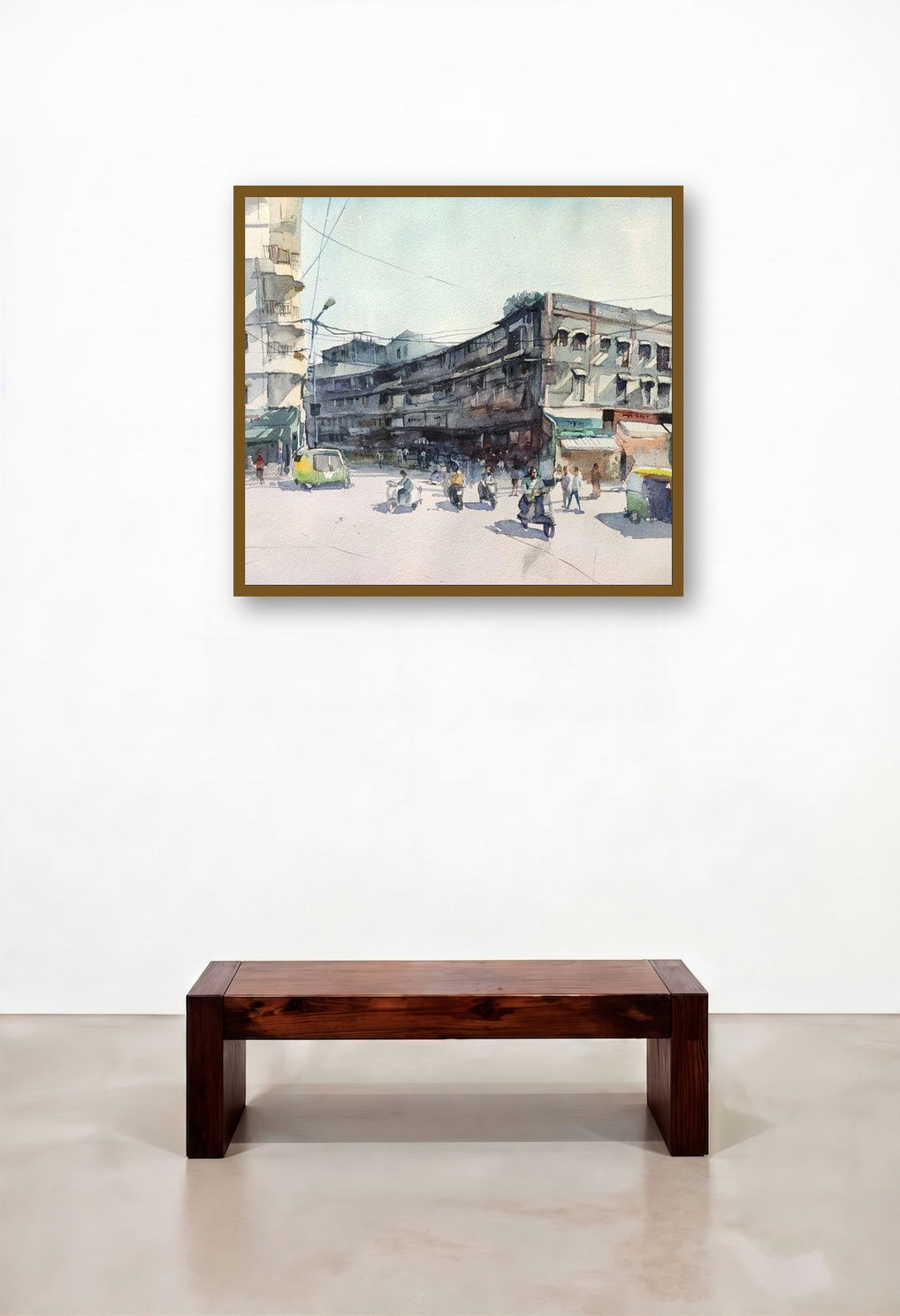 Mumbai Lane (A Vibrant Corner of Mumbai) by artist Sagar Palwe displayed in a Minimalist Executive Office