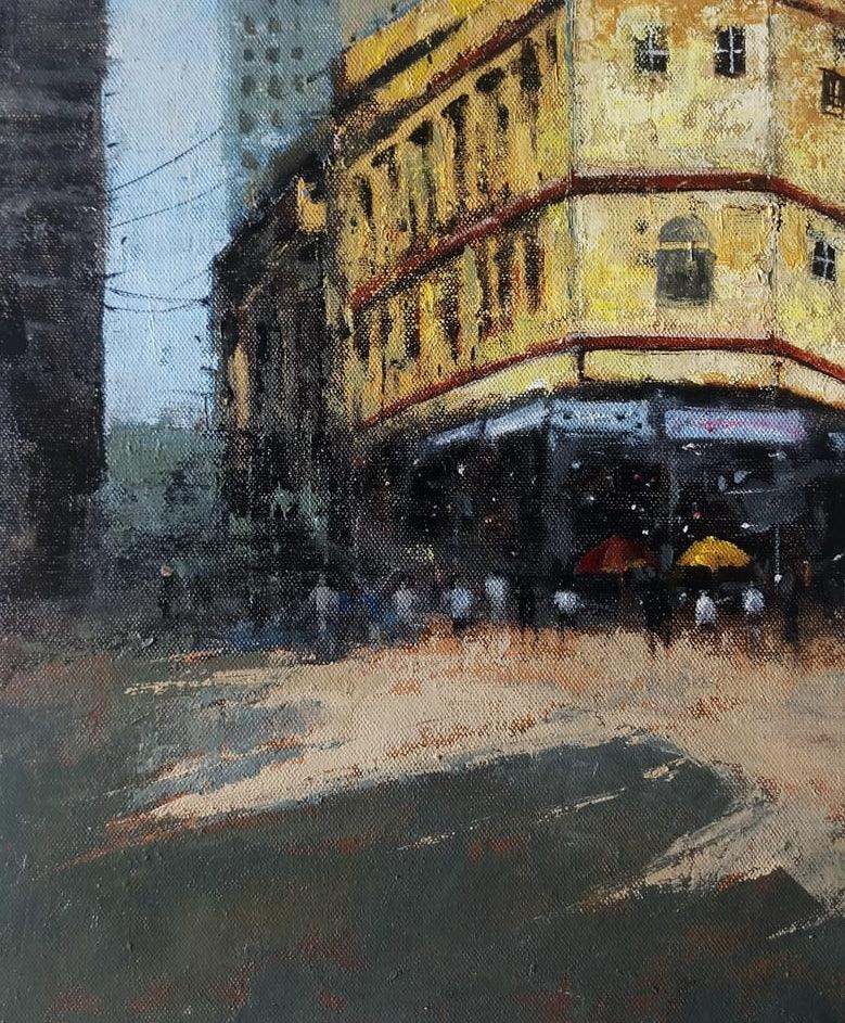 Cityscape acrylic painting titled 'Mumbai Series 3', 13x11 inches, by artist Sandeep Ghule on Canvas