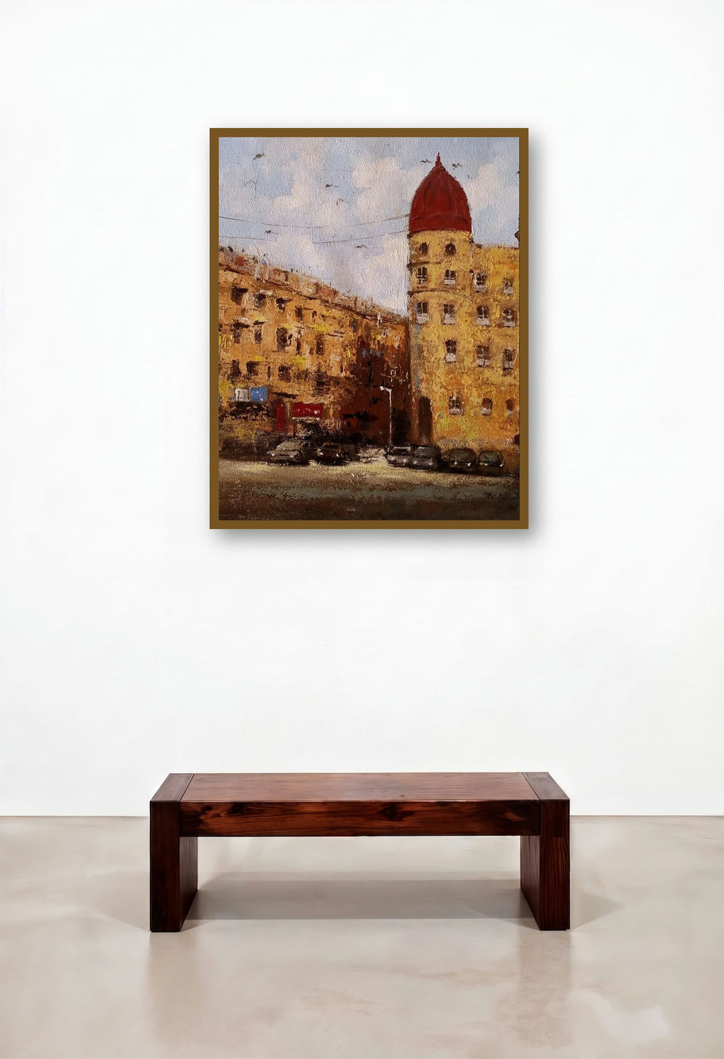 Mumbai Series 6 (A Mumbai Street Scene) by artist Sandeep Ghule displayed in a Scandinavian Penthouse