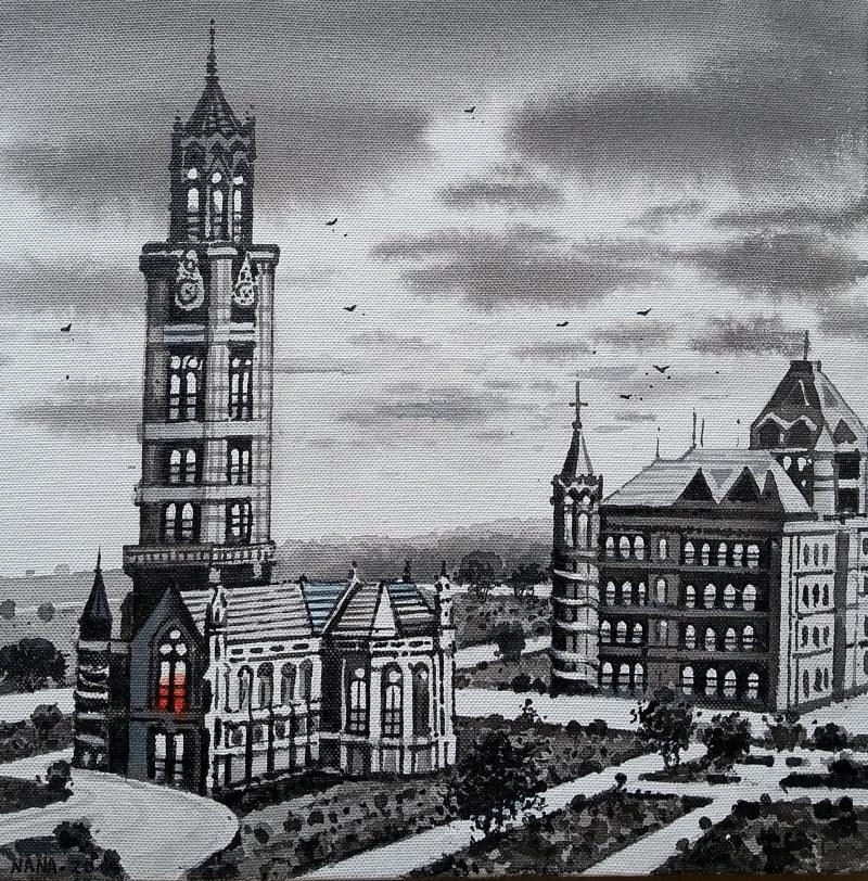 Cityscape acrylic painting titled 'Mumbai Series 8', 12x12 inches, by artist NanaSaheb Yeole on Canvas