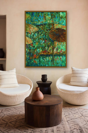 Mushroomed Umbrella (Aquatic Symphony) by artist Upendra Nayak displayed in a Curated gallery