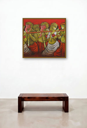 Music Iv (Melodic Convergence) by artist Satyajeet Shinde displayed in a Boutique Hotel Style Study