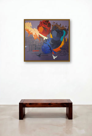Music Of Banaras (The Flute of Divinity) by artist Ranjit Singh displayed in a Contemporary Luxury Living Room