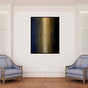 In-situ view of Pradeep Ahirwar's 'Music Of Soil (Path of Light)' painting in a room