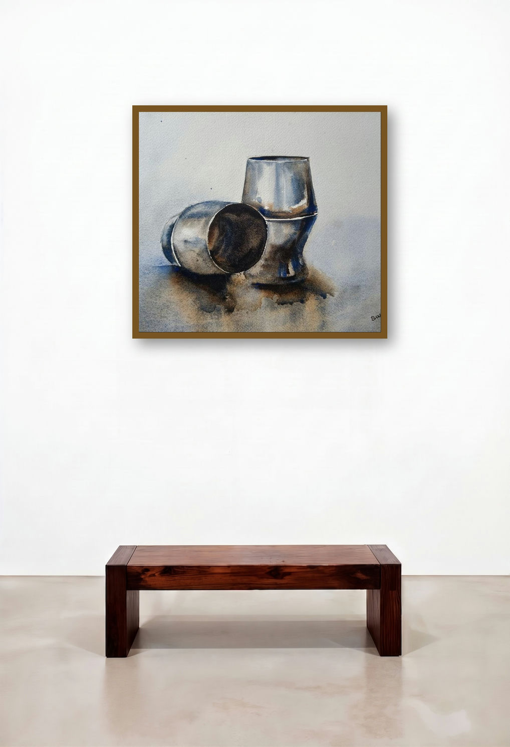 My Childhood Glass (A Study in Silver) by artist Sachin Revankar displayed in a Boutique Hotel Style Study