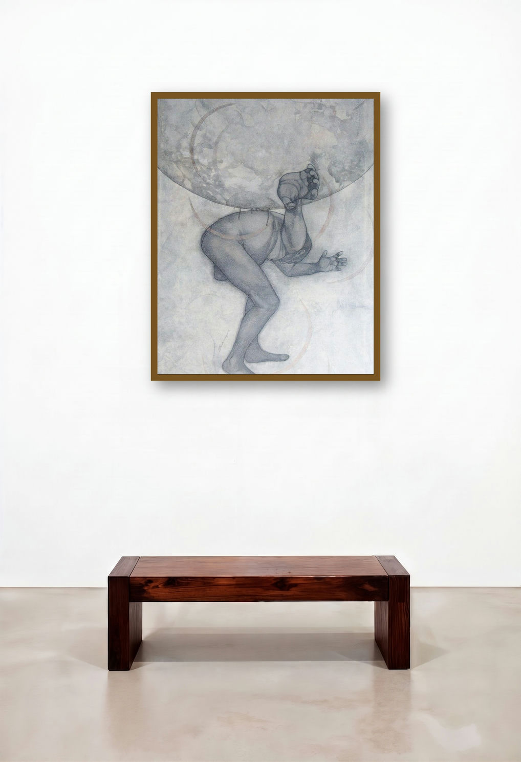 My Father Always Being Hercules (The Weight of the World) by artist Satyabrata Adhikary displayed in a Coastal Library