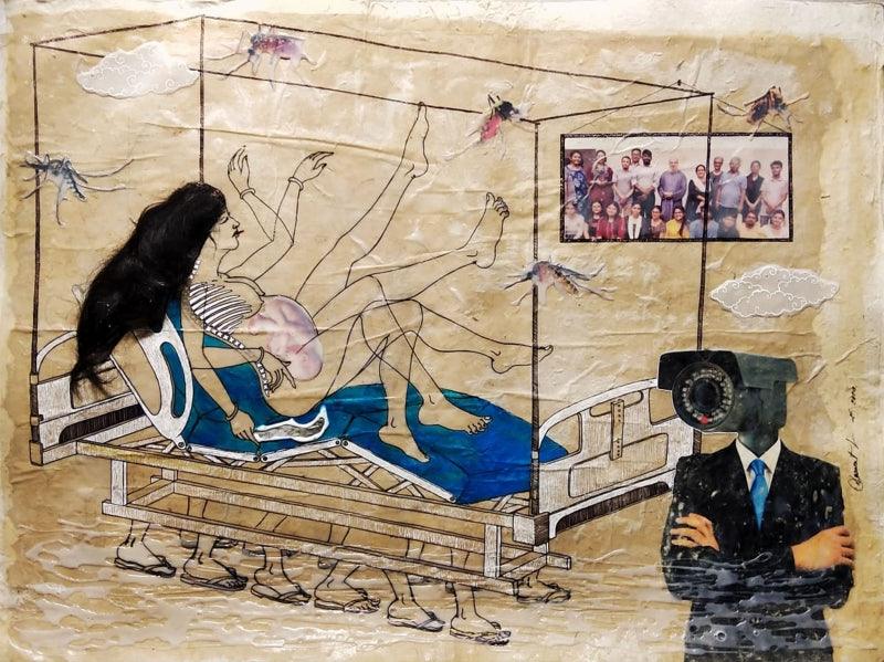 contemporary mixed media painting titled 'My Home', 22x30 inches, by artist Dasarath Das on Acid Free Paper