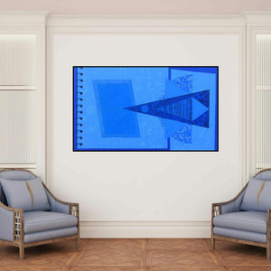 'My Lost Diary (Celestial Dance**)' painting by Dipa Das shown on a wall in a furnished room.