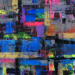 Abstract acrylic painting titled 'My Sky', 30x30 inches, by artist Niladri Paul on Canvas