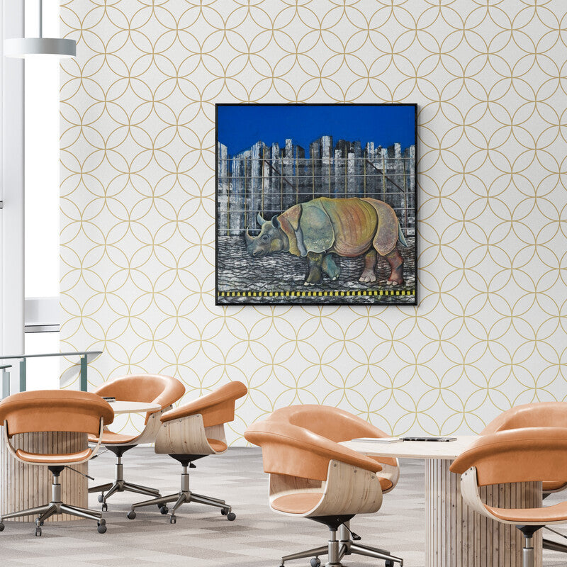 In-situ view of Ashish Kushwaha's 'Is That My Way' painting in a room