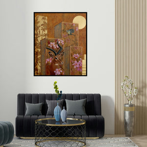 'My World Your World 2 (My World, Your World 2)' painting by Vani Chawla shown on a wall in a furnished room.