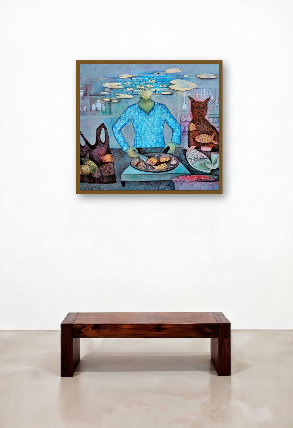 Myself (The Fishmonger's Dream) by artist Pooja Mhatre displayed in a Art Deco Penthouse