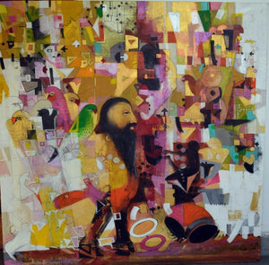 Mystic Journey I (Untitled) by Madan Lal, Original Acrylic Abstract Painting on Canvas, X-Large Square Wall Art
